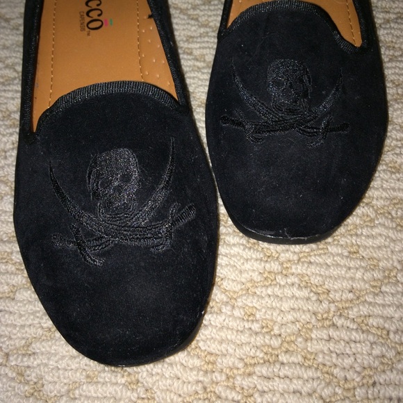 Velvet skull smoking loafers