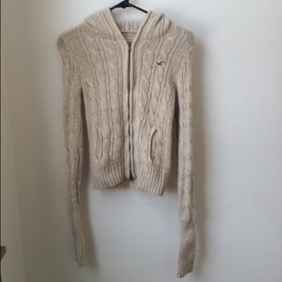 Beige Knit Hollister Hoodie
