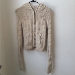 Beige Knit Hollister Hoodie