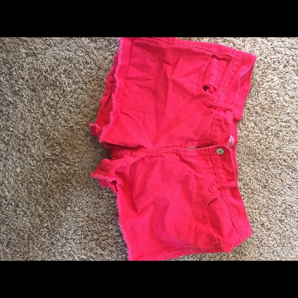 Red Denim Shorts