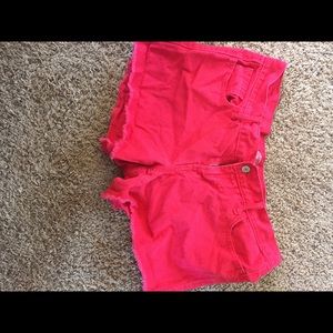 Red Denim Shorts