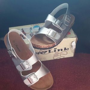 🆕Silver birkenstocks/ sandals