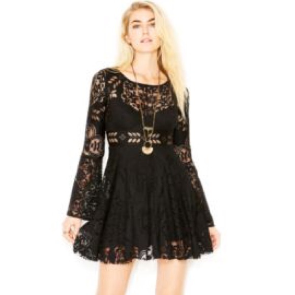Black lace free people dress