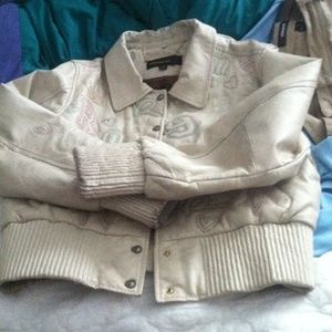 Tan Leather Button Jacket