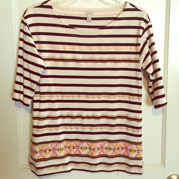 J.Crew 3/4 sleeve, Aztec Tee