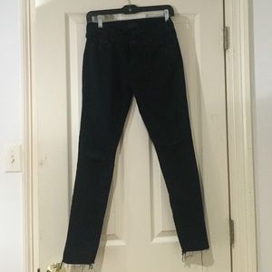 Mother denim distressed skinny black denim