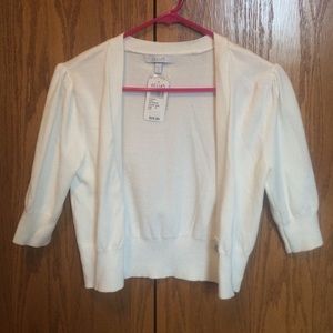White Short Sleeve Cropped Cardigan