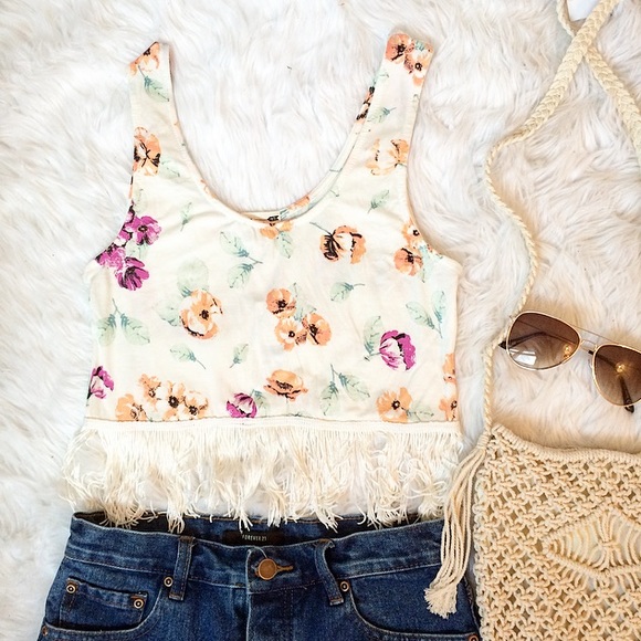 PacSun Tops - •NWT• PacSun L.A. HEARTS Fringe Floral Tank Top
