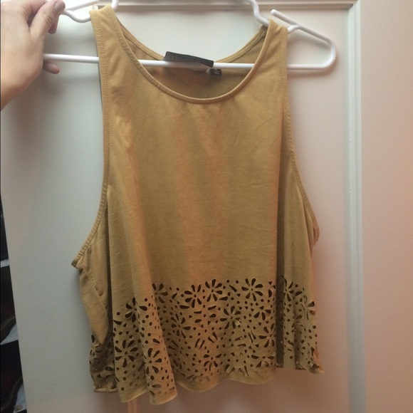 Tan velvet crop top, size medium