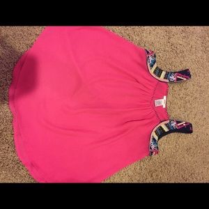 Small pink tank with beaded accent straps