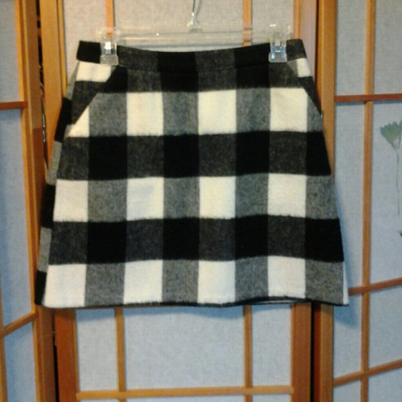 Black & white buffalo plaid A-line mini skirt