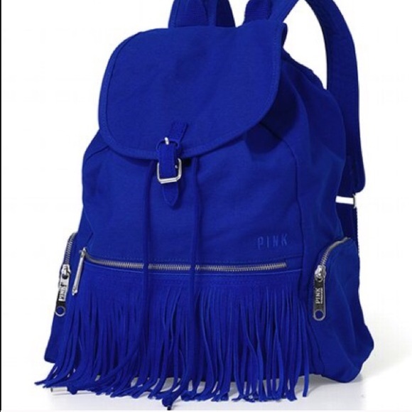 VS PINK blue fringe backpack