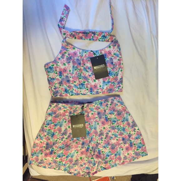 NWT Pink and purple floral two piece