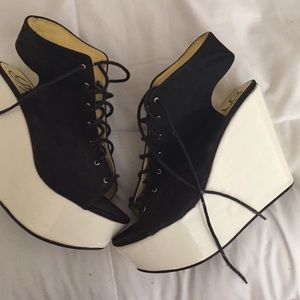 Black and white platform shoes