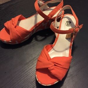 Route 66 Orange Wedge Heels