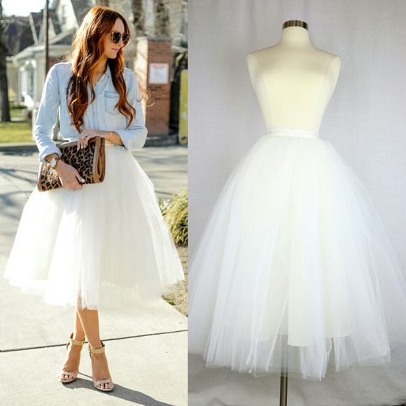 ◆Loulouseoul◆ Tutu Midi Skirt White Tutu Midi Skirt (White) - LOULOUSEOUL