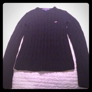 Black cable knit Vineyard Vines sweater