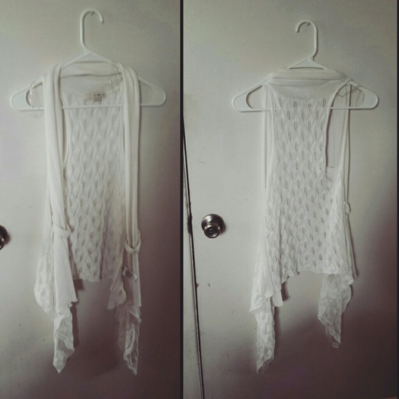 White sleeveless top