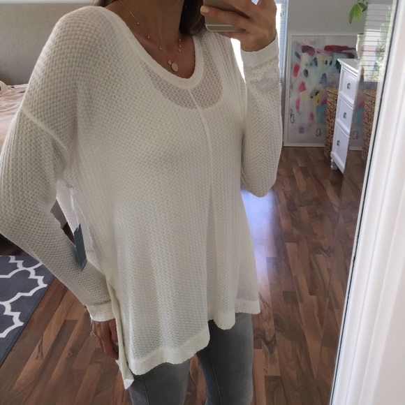 Sold • Off White Waffle Textured Sweater - Picture 2 of 4