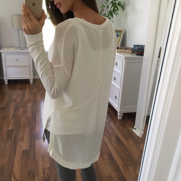 Sold • Off White Waffle Textured Sweater - Picture 3 of 4
