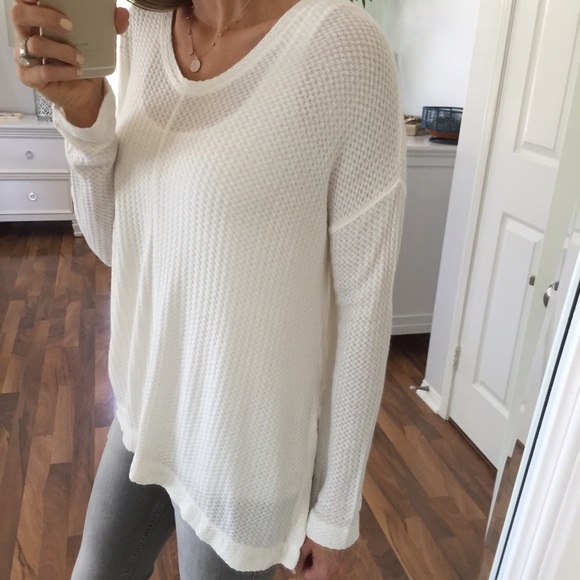 Sold • Off White Waffle Textured Sweater - Picture 4 of 4