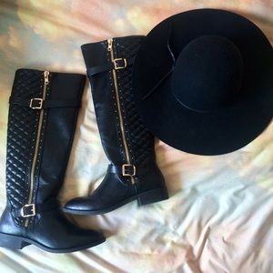 JustFab Luxe quilted & studded boots
