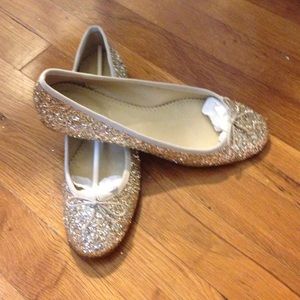 J Crew gold glitter ballet flats. Size7