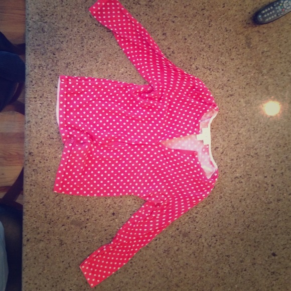 Loft Pink Polka-Dot Cardigan