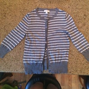 Grey & White Stripped Sweater with silver accents