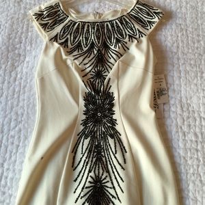 Alexia Admor ivory and black beaded dress, size M