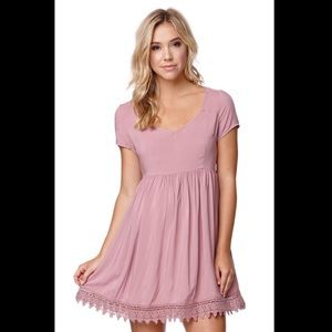 Blush LA Hearts babydoll dress with crochet trim