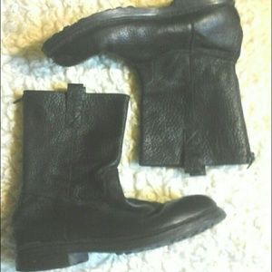 Italian Leather Black Motorcycle Rider Boots