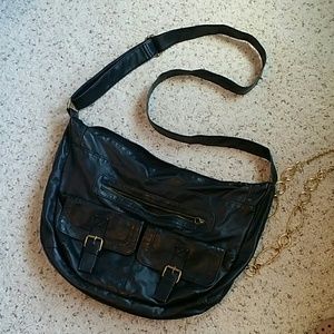 Black faux leather purse