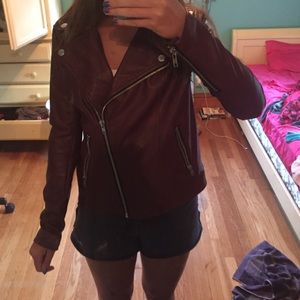Deep red leather jacket