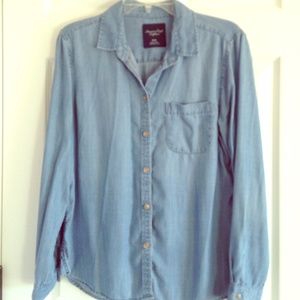 Denim button-down shirt
