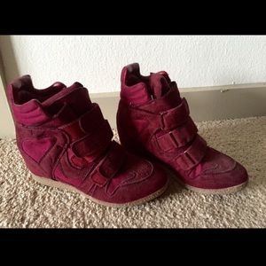 Burgundy Heeled Sneakers