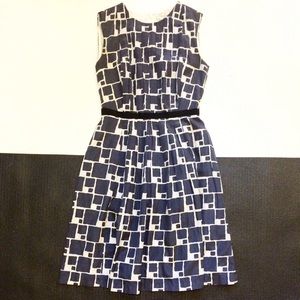Banana Republic Navy & Cream Printed Dress