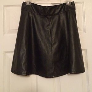 Leather A-Line High Waisted Skirt