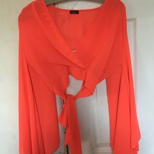 FLARED LONG SLEEVE CROP TOP