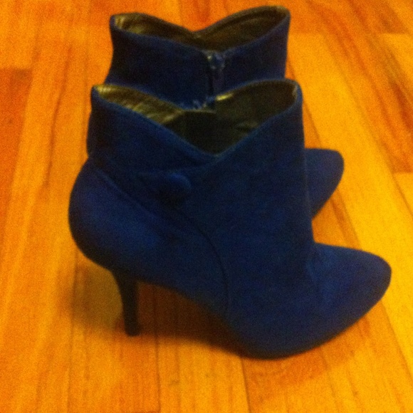 Blue "Suede" Booties