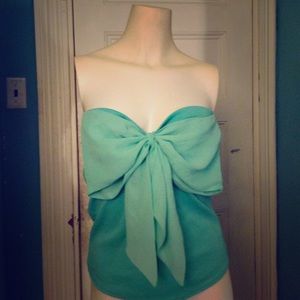 Teal bow tube top