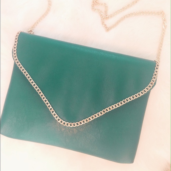 kelly green envelope clutch