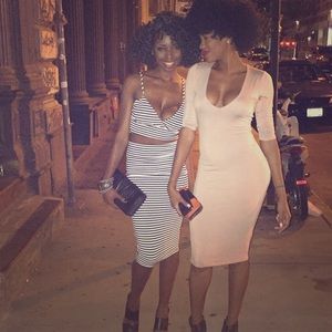 Black and white stripe Skirt and top !!