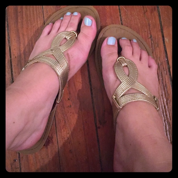 Gold slip-on sandals