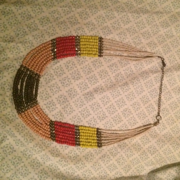 Colorful beaded bib necklace