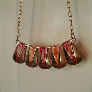 Bib necklace with short gold chain