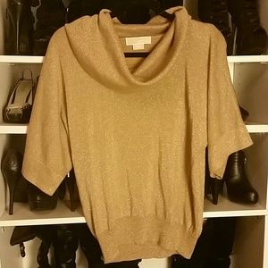 Michael Kors gold short sleeve sweater top