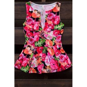 Floral Print Peplum Top 🌺🌸🌻