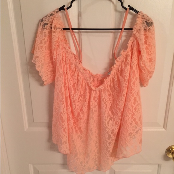 Light pink, off the shoulder top
