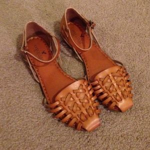 MAKE OFFER Brown Leather ankle strap sandals